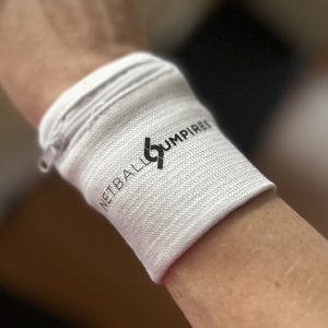 Netball umpires white wrist band with zip